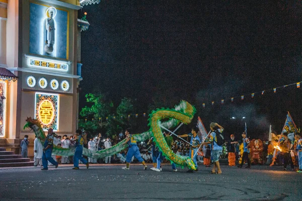 Tay Ninh Stad Vietnam Oct 2020 Dragon Lion Dance Show — Stockfoto