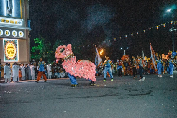 Tay Ninh City Vietnam Ott 2020 Dragon Lion Dance Show — Foto Stock