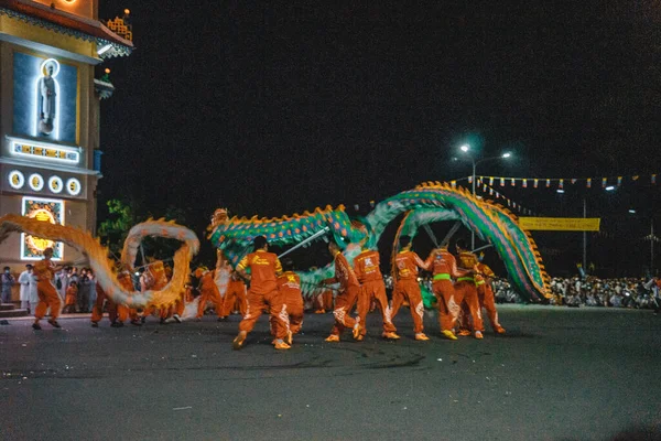 Tay Ninh City Vietnam Ott 2020 Dragon Lion Dance Show — Foto Stock