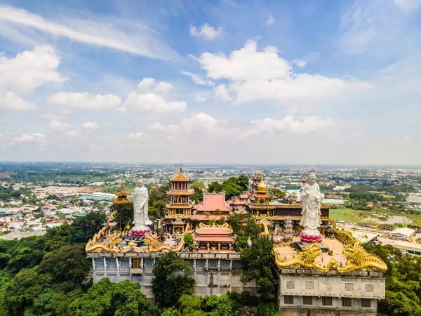 Letecký Pohled Bodhisattva Architektury Dvojité Nebe Draka Chau Thoi Pagoda — Stock fotografie