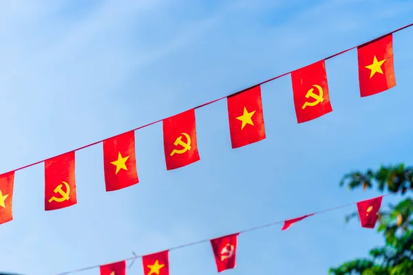 Rojo Vietnamita Con Bandera Estrella Amarilla Bandera Del Partido Comunista — Foto de Stock