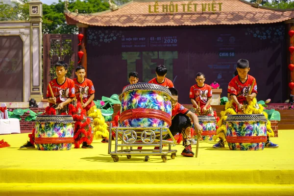 Cidade Chi Minh Vietnã Janeiro 2020 Show Dança Leão Realizado — Fotografia de Stock