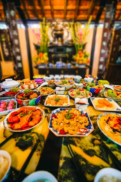 Cuisine Traditionnelle Tet Vacances Famille Vietnam Incroyable Nourriture Vietnamienne Pour — Photo