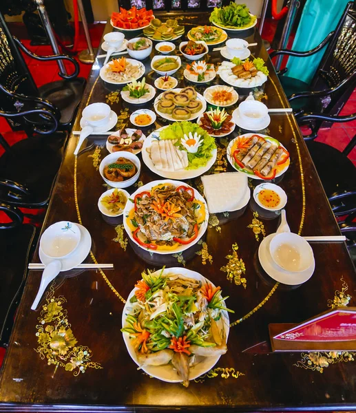 Традиційна Кухня Тетському Святі Єтнамської Родини Вражаюча Єтнамська Їжа Свята — стокове фото