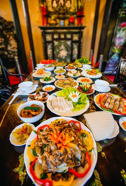 Cuisine Traditionnelle Tet Vacances Famille Vietnam Incroyable Nourriture Vietnamienne Pour — Photo