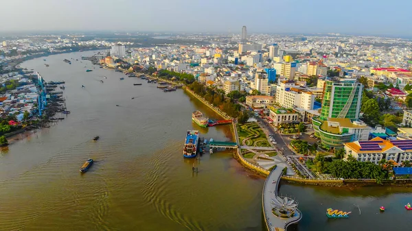 Vista Superior Vista Aérea Amor Puente Muelle Ninh Kieu Del — Foto de Stock