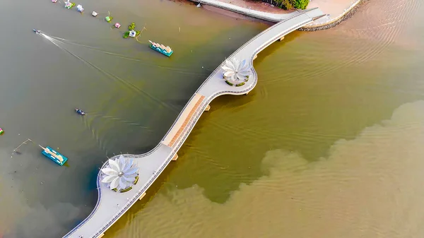 Luftaufnahme Love Bridge Oder Ninh Kieu Kai Der Innenstadt Can — Stockfoto