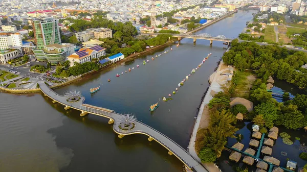 Vista Superior Vista Aérea Ponte Amor Ninh Kieu Cais Centro — Fotografia de Stock