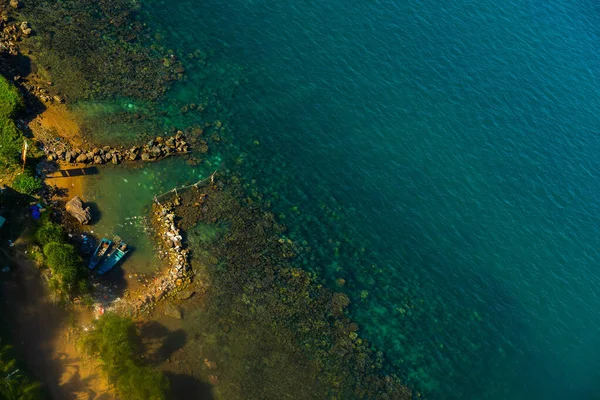 Vue Aérienne Des Vagues Mer Côte Rocheuse Fantastique Sur Île — Photo