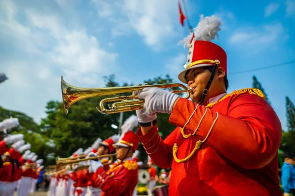 Chi Minh Stad Vietnam Jan 2021 Thanh Trang Fanfare Speelt — Stockfoto