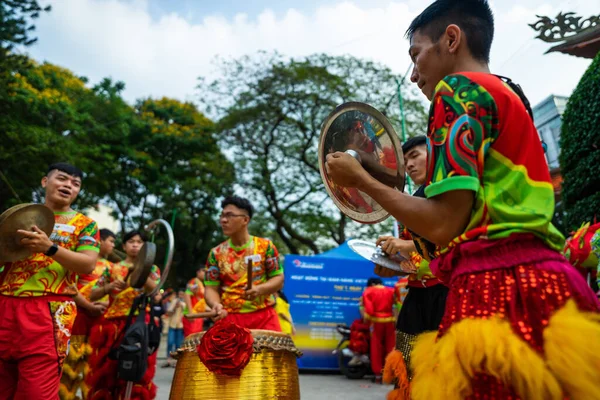 Chi Minh Stad Vietnam Jan 2021 Draak Leeuw Dansshow Chinees — Stockfoto