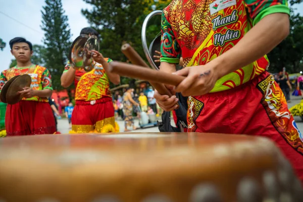 Chi Minh Stad Vietnam Jan 2021 Draak Leeuw Dansshow Chinees — Stockfoto