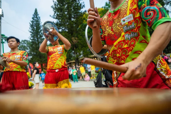 Chi Minh Stad Vietnam Jan 2021 Draak Leeuw Dansshow Chinees — Stockfoto