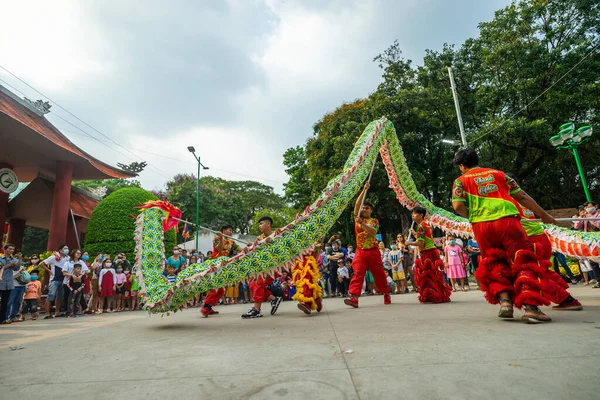 Chi Minh Ville Vietnam Jan 2021 Spectacle Danse Dragon Lion — Photo