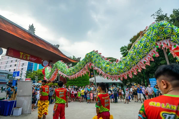 Chi Minh City Vietnam Gen 2021 Dragon Lion Dance Show — Foto Stock