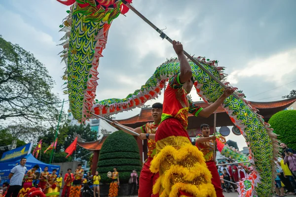 Chi Minh Ville Vietnam Jan 2021 Spectacle Danse Dragon Lion — Photo