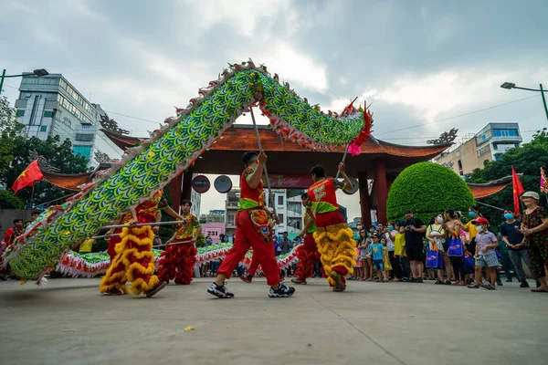 Chi Minh Ville Vietnam Jan 2021 Spectacle Danse Dragon Lion — Photo