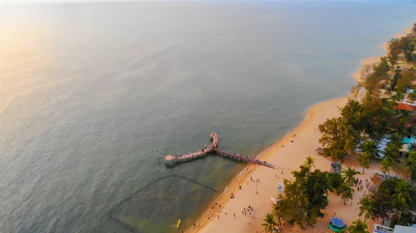 Vista Aérea Del Atardecer Playa Phu Quoc Con Bonitas Vistas — Foto de Stock