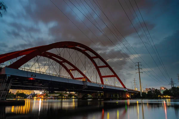 Закат Новом Старом Мосту Бинь Лой Ночью Час Пик Хошимин — стоковое фото