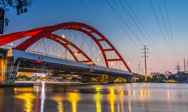 Beautiful Sunset Binh Loi Bridge New Old Night Rush Hour — Stock Photo, Image