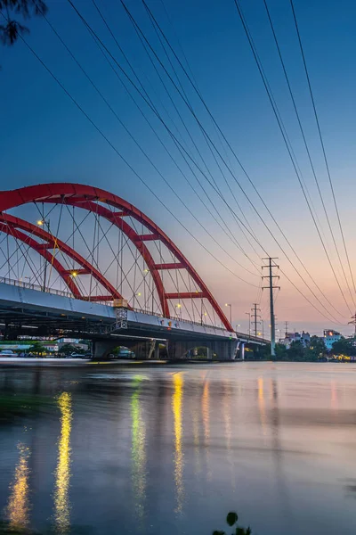 Beautiful Sunset Binh Loi Bridge New Old Night Rush Hour — Stock Photo, Image