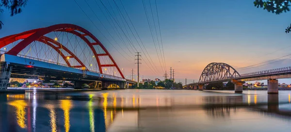 Закат Новом Старом Мосту Бинь Лой Ночью Час Пик Хошимин — стоковое фото