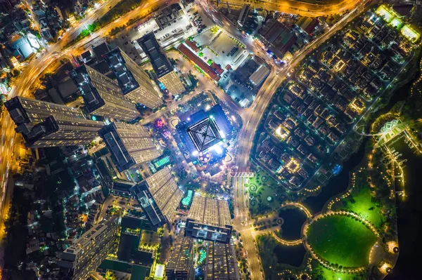 Top View Cityscape Chi Minh City Beauty Skyscrapers River Light — Stock Photo, Image