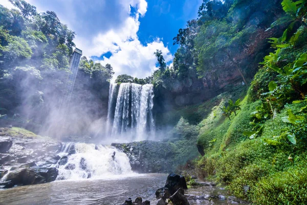 Beautiful Dambri waterfall is inside the forest, Bao Loc city, VietNam. Landscape and travel concept
