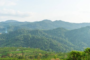 Bao Loc şehri yakınlarındaki güzel bir vadi ve dağ manzarası, Lam Dong vilayeti, Vietnam. Seyahat ve manzara konsepti