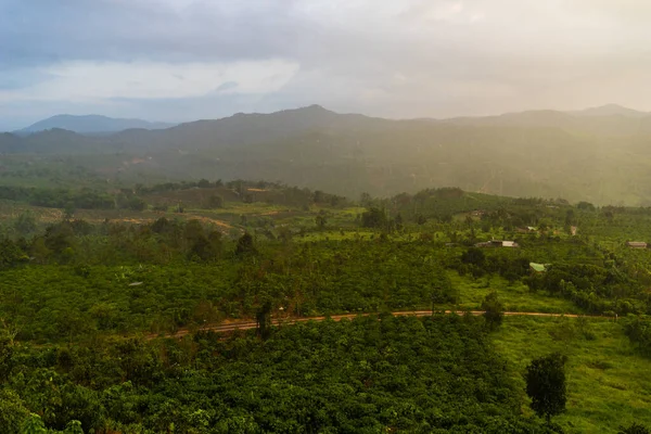 Piękny Widok Dolinę Góry Mglistym Pobliżu Miasta Bao Loc Prowincja — Zdjęcie stockowe