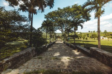 Bao Loc şehrindeki Bat Nha Pagoda 'nın güzel manzarası, Lam Dong eyaleti, Vietnam. Fotoğraflardaki metnin anlamı Bat Nha pagoda (Vietnamca). Seyahat ve din kavramı.