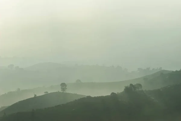 Вид Местную Вершину Гору Тумане Рядом Пагодой Лин Куи Фап — стоковое фото