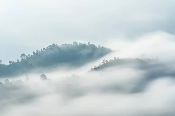 Bella Vista Sulla Valle Locale Montagna Nella Nebbia Vicino Linh — Foto Stock