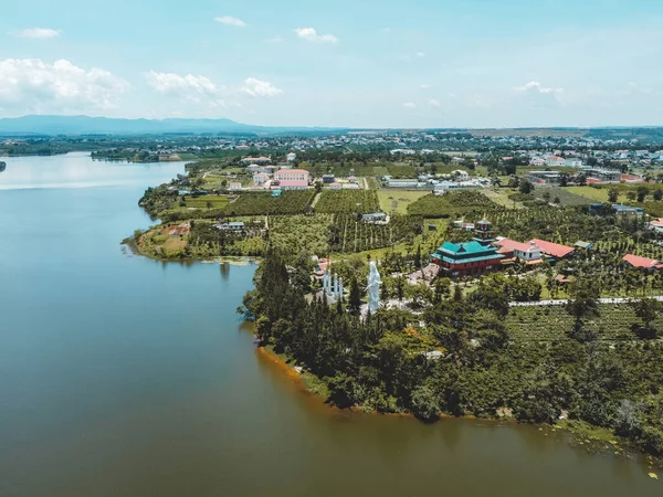 Letecký Pohled Hoa Nghiem Pagoda Městě Bao Loc Provincie Lam — Stock fotografie