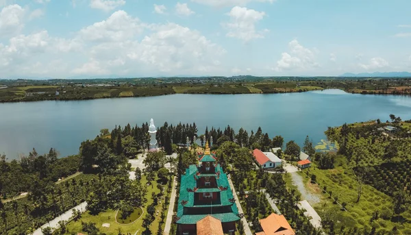 Flygfoto Över Hoa Nghiem Pagoda Bao Loc Stad Lam Dong — Stockfoto