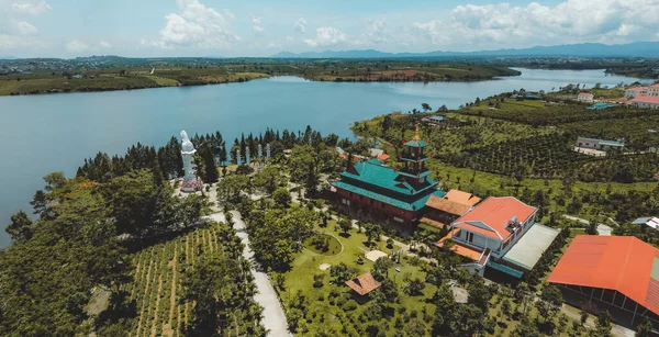 Flygfoto Över Hoa Nghiem Pagoda Bao Loc Stad Lam Dong — Stockfoto