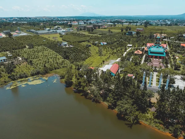 Letecký Pohled Hoa Nghiem Pagoda Městě Bao Loc Provincie Lam — Stock fotografie