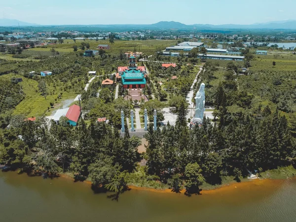Luchtfoto Van Hoa Nghiem Pagoda Bao Loc Stad Provincie Lam — Stockfoto