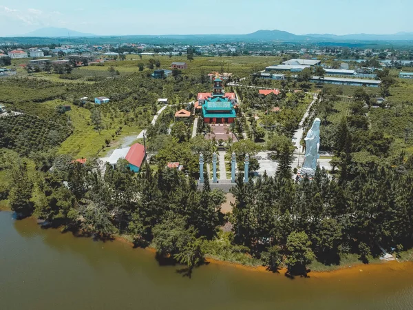 Flygfoto Över Hoa Nghiem Pagoda Bao Loc Stad Lam Dong — Stockfoto