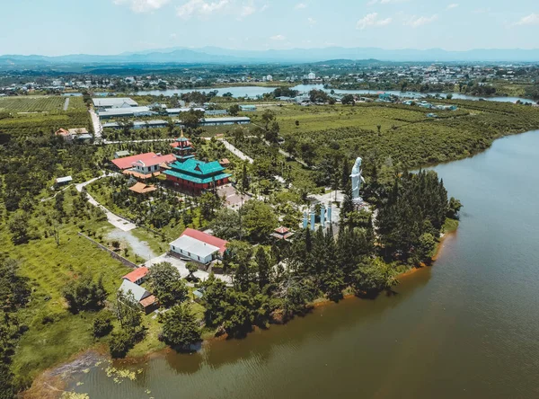 Letecký Pohled Hoa Nghiem Pagoda Městě Bao Loc Provincie Lam — Stock fotografie