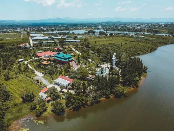 Flygfoto Över Hoa Nghiem Pagoda Bao Loc Stad Lam Dong — Stockfoto