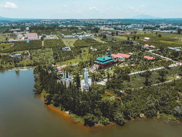 Letecký Pohled Hoa Nghiem Pagoda Městě Bao Loc Provincie Lam — Stock fotografie