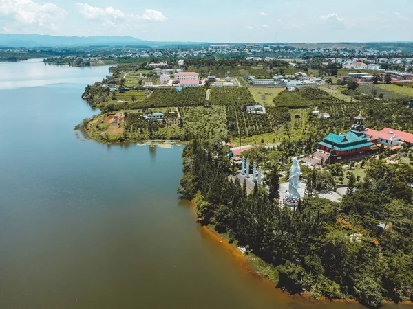 Letecký Pohled Hoa Nghiem Pagoda Městě Bao Loc Provincie Lam — Stock fotografie