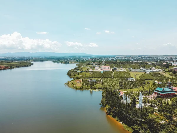 Flygfoto Över Hoa Nghiem Pagoda Bao Loc Stad Lam Dong — Stockfoto