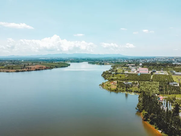 Veduta Aerea Della Pagoda Hoa Nghiem Nella Città Bao Loc — Foto Stock