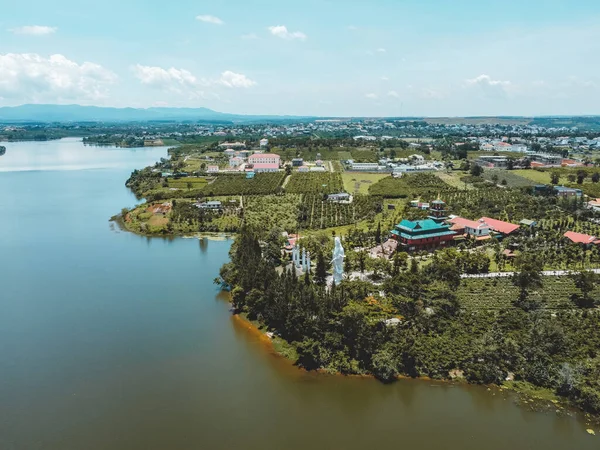 Flygfoto Över Hoa Nghiem Pagoda Bao Loc Stad Lam Dong — Stockfoto