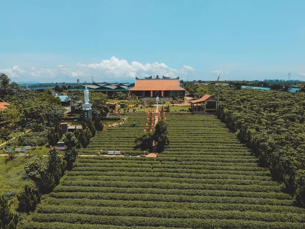 Letecký Pohled Tea Pagoda Vietnamský Jazyk Chua Tra Městě Bao — Stock fotografie