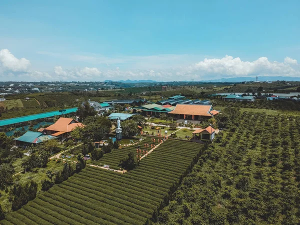 Letecký Pohled Tea Pagoda Vietnamský Jazyk Chua Tra Městě Bao — Stock fotografie