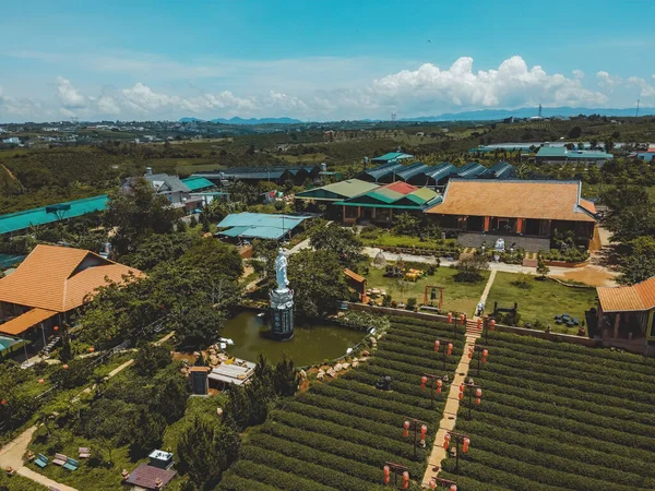 Letecký Pohled Tea Pagoda Vietnamský Jazyk Chua Tra Městě Bao — Stock fotografie