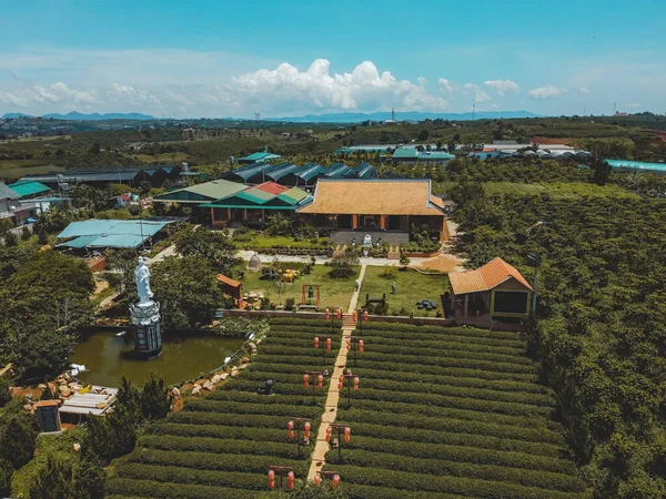Letecký Pohled Tea Pagoda Vietnamský Jazyk Chua Tra Městě Bao — Stock fotografie